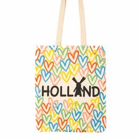 Holland Souvenir Tas - Katoen - Gekleurde Hartjes - Molen