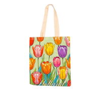 Holland Souvenir Tas - Katoen - Gekleurde Tulpen - Mint Groen