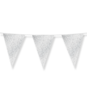 Glitter Vlaggenlijn Zilver - 20x30 cm - 6 meter - Versiering