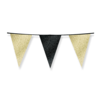 Glitter Vlaggenlijn Goud en Zwart  - 20x30 cm - 6 meter - Versiering