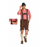 Lederhosen Johann - Verstelbare Bretels - Donkerbruin - Kort - Imitatie Suède