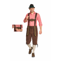 Lederhosen Johann - Verstelbare Bretels - Donkerbruin - Knielengte - Imitatie Suède