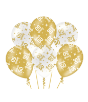 Ballonnen Fancy - Sarah 50 - Wit-Goud - 6 stuks