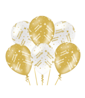 Ballonnen Fancy - Pensioen - Wit-Goud - 6 stuks