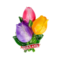 Koelkastmagneet - Magneet Holland -Tulpenbos Lila - Roze - Geel 