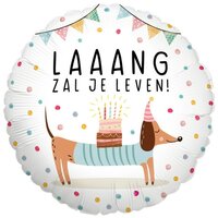 Folieballon Gefeliciteerd - Laaang Zal Je Leven  - 45 cm - Helium- en Luchtvulling