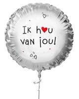 Folieballon - Ik Hou Van Jou - 45 cm - Helium- en Luchtvulling
