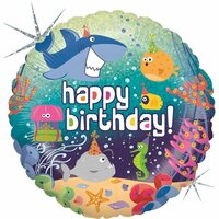 Folieballon - Happy Birthday Holografisch Ocean  - 45 cm - Helium- en Luchtvulling
