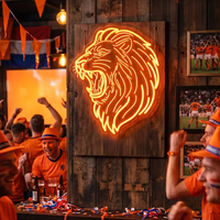 LED Neon Sign Oranje Leeuw - EK/WK Voetbal -  41x50 cm