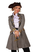 Luxe Piratenjas Grijs met Gouden Knopen - Anne Bonny - Dames