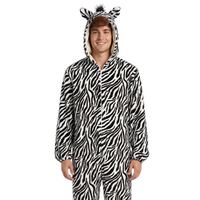 Onesie Dierenkostuum - Zebra Pluche - Volwassenen - Zwart-Wit