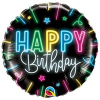 Folieballon - Happy Birthday Neon - 45 cm - Helium- en Luchtvulling