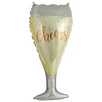 Folieballon Champagneglas - Cheers - 84 cm - Helium- en Luchtvulling