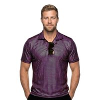 Polo Velvet Glitter Paars - Jaren 80 en 90 Disco - Heren