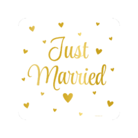 Huldeschild Just Married - Goud-Wit
