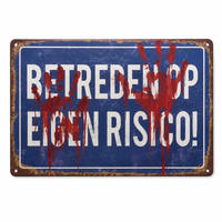 Halloween Bord - Betreden op eigen risico - Metaal
