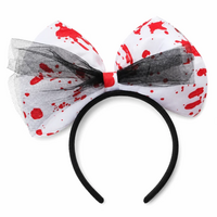Halloween Diadeem Strik - Wit Met Bloedspetters