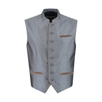 Oktoberfest Trachtenvest Vest - Herenvest Jacquardpatroon - Blauw-Grijs