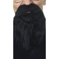 Snor met Baard - Zwart Imitatiebont - Zelfklevend