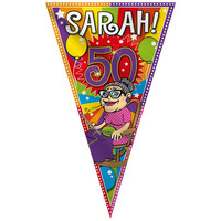 Sarah Mega Puntvlag 50 jaar - 90 x 150 cm