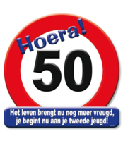 Huldeschild Decoratie Verkeersbord - Hoera 50 jaar Huldeschild Decoratie Verkeersbord - Hoera 50 jaar