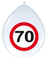 Ballonnen verkeersbord 70 jaar 8 stuks