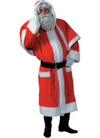 Kerstman pluche mantel met kraag, muts en riem one size