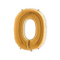 Folieballon Helium- en Luchtvulling - Goud - Cijfer 0 - 100 cm  Folieballon Helium- en Luchtvulling - Goud - Cijfer 0 - 100 cm