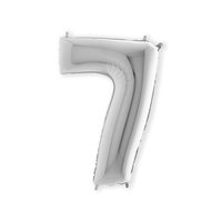 Folieballon Helium- en Luchtvulling - Zilver - Cijfer 7 - 100 cm  Folieballon Helium- en Luchtvulling - Zilver - Cijfer 7 - 100 cm