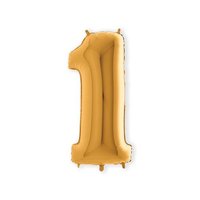Folieballon Helium- en Luchtvulling - Goud - Cijfer 1 - 100 cm Folieballon Helium- en Luchtvulling - Goud - Cijfer 1 - 100 cm