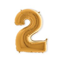 Folieballon Helium- en Luchtvulling - Goud - Cijfer 2 - 100 cm Folieballon Helium- en Luchtvulling - Goud - Cijfer 2 - 100 cm