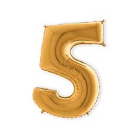 Folieballon Helium- en Luchtvulling - Goud - Cijfer 5 - 100 cm Folieballon Helium- en Luchtvulling - Goud - Cijfer 5 - 100 cm