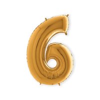 Folieballon Helium- en Luchtvulling - Goud - Cijfer 6 - 100 cm Folieballon Helium- en Luchtvulling - Goud - Cijfer 6 - 100 cm