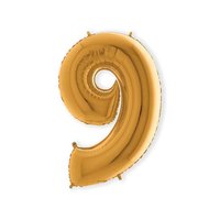 Folieballon Helium- en Luchtvulling - Goud - Cijfer 9 - 100 cm Folieballon Helium- en Luchtvulling - Goud - Cijfer 9 - 100 cm