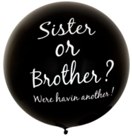 Gender Reveal Ballon - Zwart zonder Confetti - Sister or Brother - 91cm Gender Reveal Ballon - Zwart zonder Confetti - Sister or Brother - 91cm