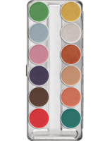 Kryolan Aquacolor Schminkpalette Interferenz Glans - 12 kleuren