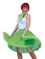  Jaren 50 Set - Rok en Sjaal - Rock 'n Roll - Fluor Groen Roze Stippen