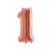 Folieballon Helium- en Luchtvulling - Rosé Goud - Cijfer 1 - 100 cm  Folieballon Helium- en Luchtvulling - Rosé Goud - Cijfer 1 - 100 cm