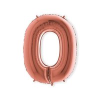 Folieballon Helium- en Luchtvulling - Rosé Goud - Cijfer 0 - 100 cm  Folieballon Helium- en Luchtvulling - Rosé Goud - Cijfer 0 - 100 cm