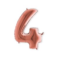 Folieballon Helium- en Luchtvulling - Rosé Goud - Cijfer 4 - 100 cm  Folieballon Helium- en Luchtvulling - Rosé Goud - Cijfer 4 - 100 cm
