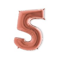 Folieballon Helium- en Luchtvulling - Rosé Goud - Cijfer 5 - 100 cm  Folieballon Helium- en Luchtvulling - Rosé Goud - Cijfer 5 - 100 cm