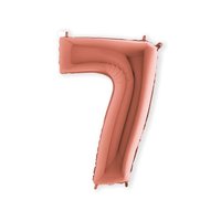Folieballon Helium- en Luchtvulling - Rosé Goud - Cijfer 7 - 100 cm  Folieballon Helium- en Luchtvulling - Rosé Goud - Cijfer 7 - 100 cm