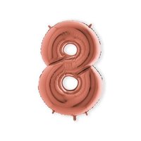 Folieballon Helium- en Luchtvulling - Rosé Goud - Cijfer 8 - 100 cm  Folieballon Helium- en Luchtvulling - Rosé Goud - Cijfer 8 - 100 cm