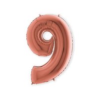Folieballon Helium- en Luchtvulling - Rosé Goud - Cijfer 9 - 100 cm  Folieballon Helium- en Luchtvulling - Rosé Goud - Cijfer 9 - 100 cm