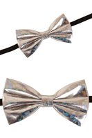 Vlinderstrikje - Satijn - Verstelbaar - Glitter Hologram Zilver