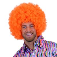Afro Pruik Oranje - Unisex Afro Pruik Oranje - Unisex