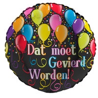 Folieballon Gefeliciteerd - Dat moet gevierd worden - 45 cm - Helium- en Luchtvulling Folieballon Gefeliciteerd - Dat moet gevierd worden - 45 cm - Helium- en Luchtvulling