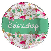 Folieballon Beterschap - Bloemen en Vlinders - 45 cm - Helium- en Luchtvulling Folieballon Beterschap - Bloemen en Vlinders - 45 cm - Helium- en Luchtvulling