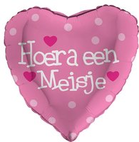 Folieballon Geboorte - Hartvorm Hoera een Meisje - Helium- en Luchtvulling Folieballon Geboorte - Hartvorm Hoera een Meisje - Helium- en Luchtvulling