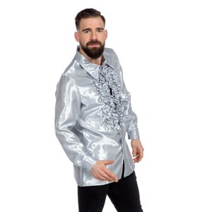 Realistisch vacature gallon Ruches blouse zilver satijn | Feestartikelenshop.com